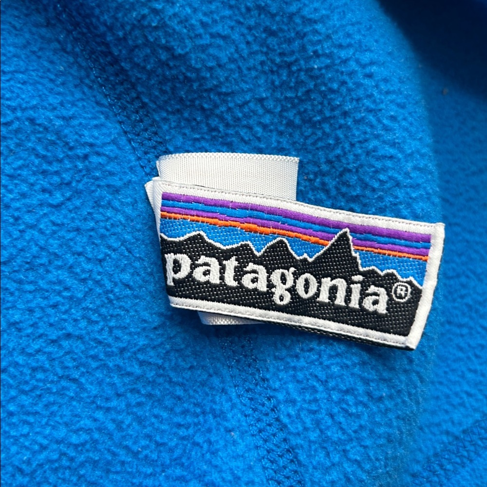 Patagonia Baby Boy Bright Blue Synchilla Fleece Jacket Lime Accents Size 12M - Picture 5 of 5